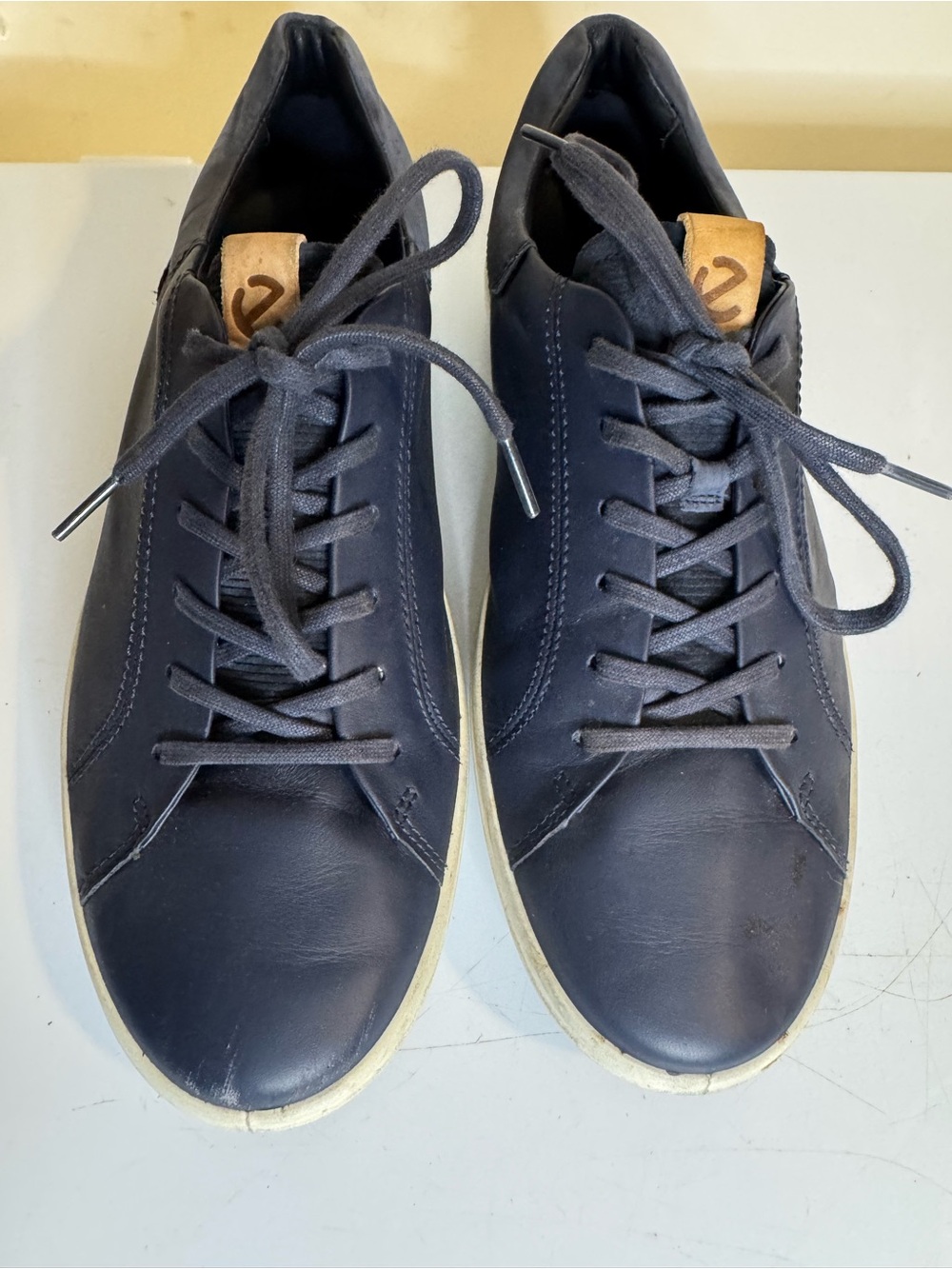 ECCO Soft 7 Men’s Navy Blue Leather Lace Up Sneakers
